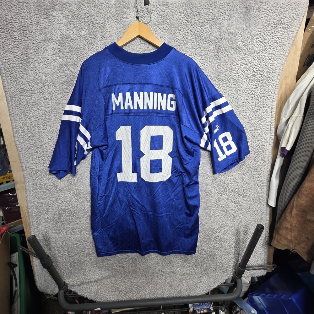 Puma Men's Indianapolis Colts Peyton Manning NFL Football Jersey Blue #18 Sz XL - Picture 2 of 8
